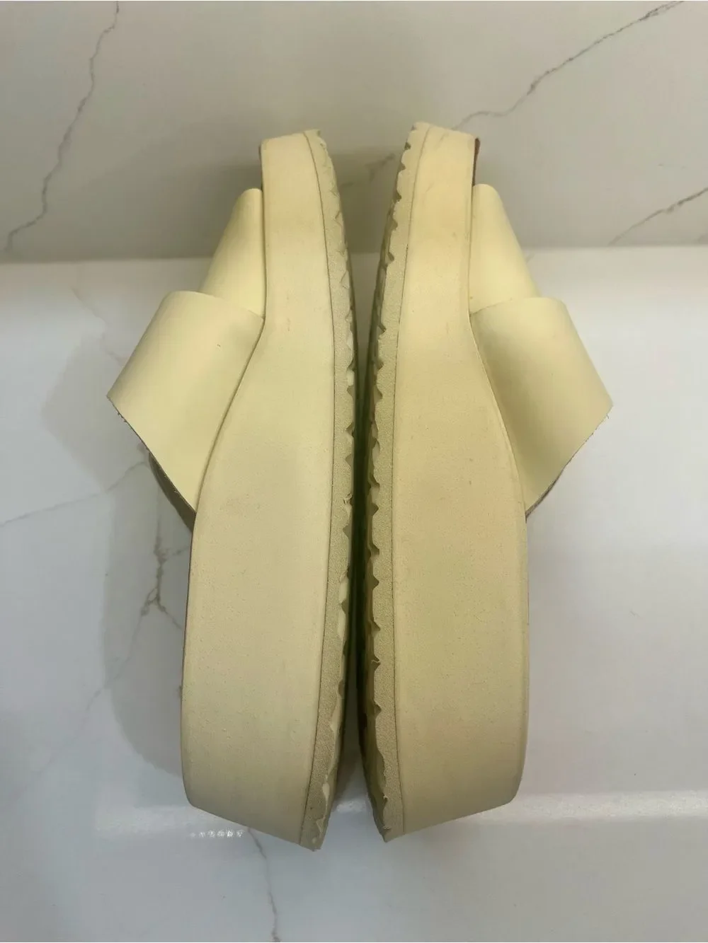 Papillio by Birkenstock Almina Platform Slide Sandals Ivory Leather